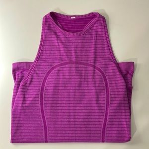 lululemon Swiftly Tech Tank High Neck Rugby Stripe Tonal Heathered Ultra Violet